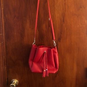 Italian leather crossbody bucket bag